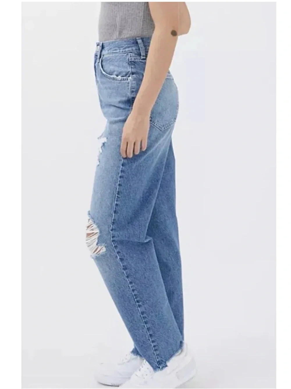 Urban Outfitters BDG High Rise Baggy Distressed Frayed Raw Hem Size 24 - Picture 4 of 15